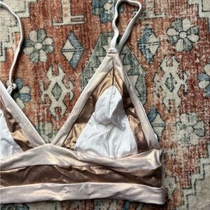 Beach Bunny Cream and metallic bikini top large